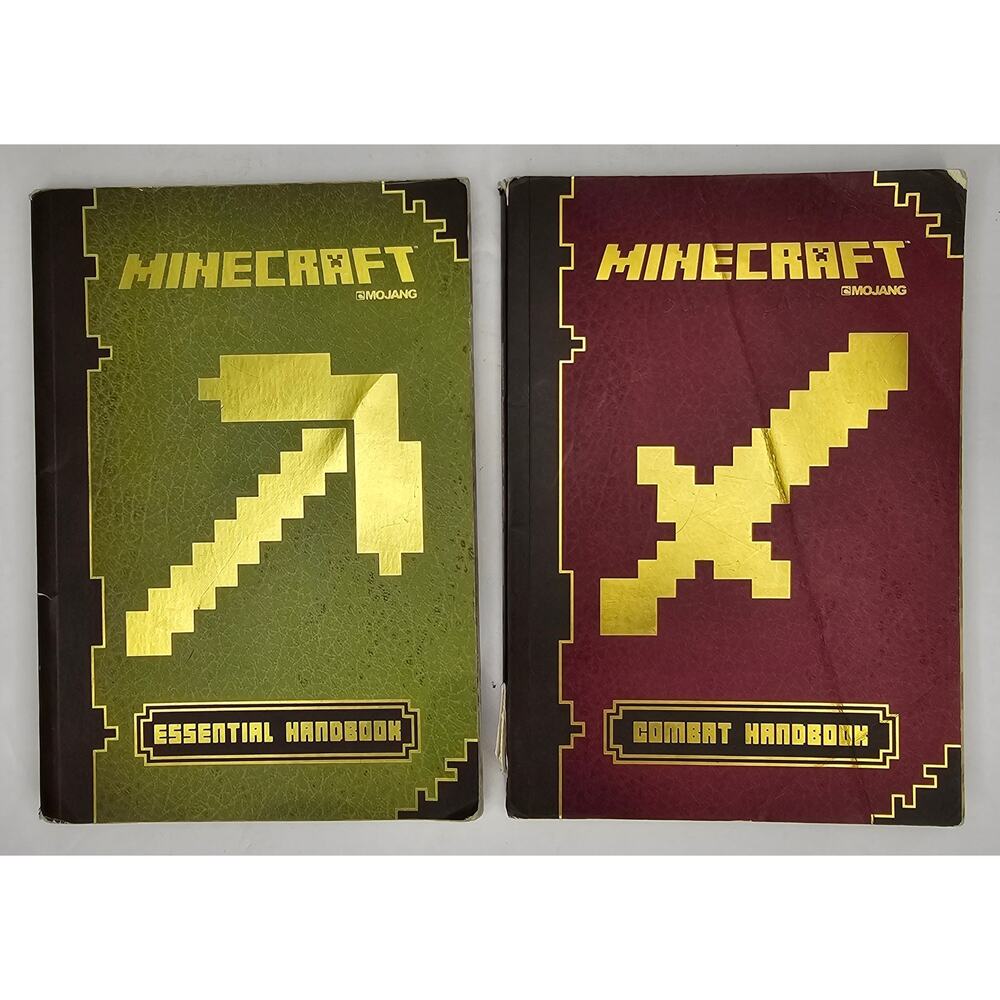 LOT of 2 MINECRAFT Essential Handbook Combat Handbook Scholastic Softcover
